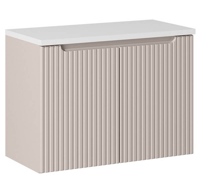Lomadox Waschbeckenschrank NEWPORT-56-CASHMERE Waschtischunterschrank 80cm in kaschmir und weiß mit gerillter Front von Lomadox