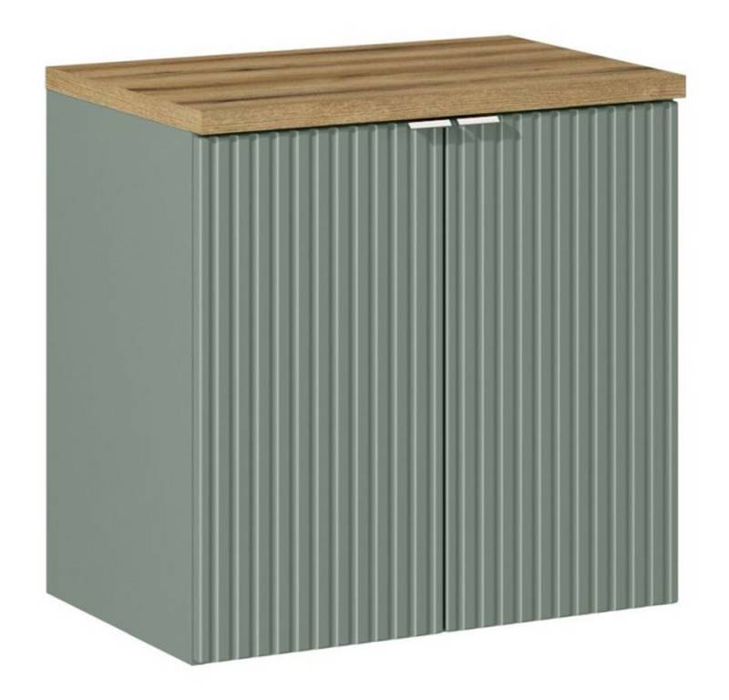 Lomadox Waschbeckenschrank NEWPORT-56-GREEN Waschtischunterschrank, 60cm, Schilfgrün mit Eiche, geringe Tiefe von Lomadox