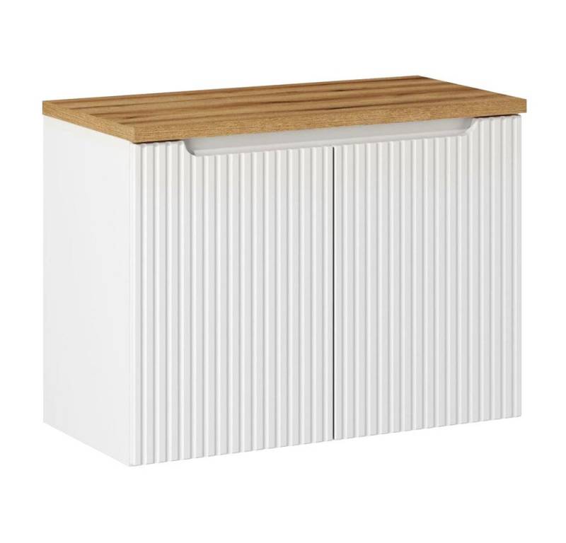 Lomadox Waschbeckenschrank NEWPORT-56-WHITE Waschtischunterschrank, 80 cm, gerillte Front, geringe Tiefe von Lomadox