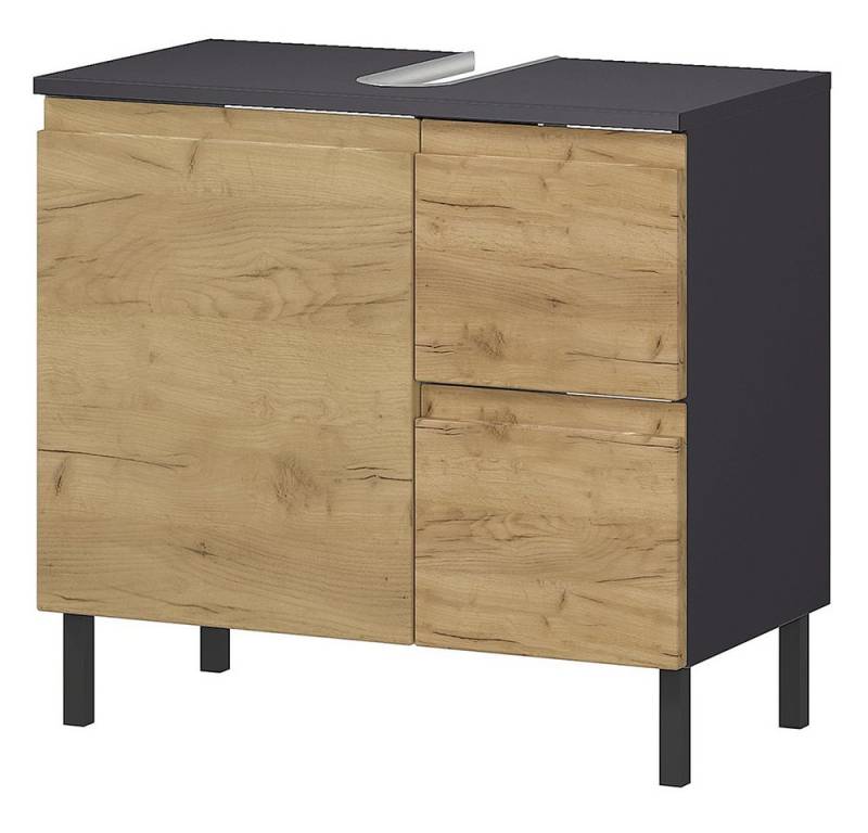 Lomadox Waschbeckenschrank SALO-01 Eiche Dekor graphit 60 cm breit modern Metallfüße Lomadox Waschbeckenschrank SALO-01 Eiche Dekor graphit 60 cm breit modern Metallfüße von Lomadox