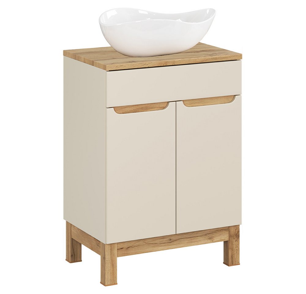 Lomadox Waschbeckenschrank SOLNA-56-CASHMERE 60 cm breit in kaschmir mit Eiche, 2 Türen, mit Aufsatzwaschbecken Lomadox Waschbeckenschrank SOLNA-56-CASHMERE 60 cm breit in kaschmir mit Eiche, 2 Türen, mit Aufsatzwaschbecken von Lomadox