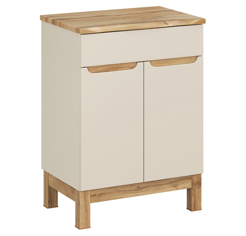 Lomadox Waschbeckenschrank SOLNA-56-CASHMERE 60 cm breit in kaschmir und Eiche mit Baumkantenoptik, 2 Türen Lomadox Waschbeckenschrank SOLNA-56-CASHMERE 60 cm breit in kaschmir und Eiche mit Baumkantenoptik, 2 Türen von Lomadox