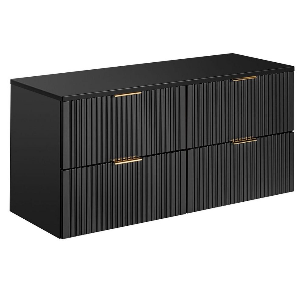 Lomadox Waschbeckenunterschrank ADELAIDE-56-BLACK schwarz mit gerillter Front 120,6/59,2/46,5 cm von Lomadox