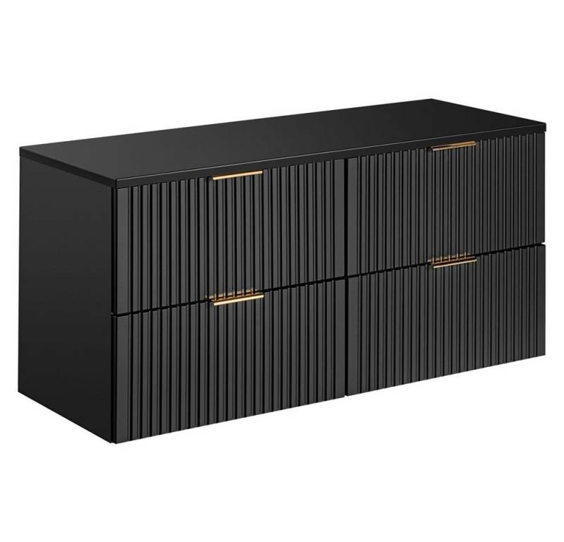 Lomadox Waschbeckenschrank ADELAIDE-56-BLACK schwarz mit gerillter Front 120,6/59,2/46,5 cm von Lomadox