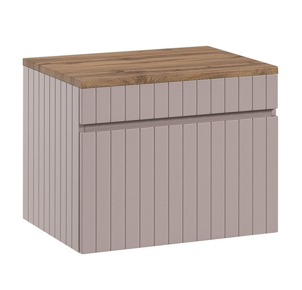 Lomadox Waschbeckenschrank IRAKLIO-56-ROSE Waschbeckenschrank 60 cm altrosa Eiche Nb. 1 Softclose Schubkasten von Lomadox