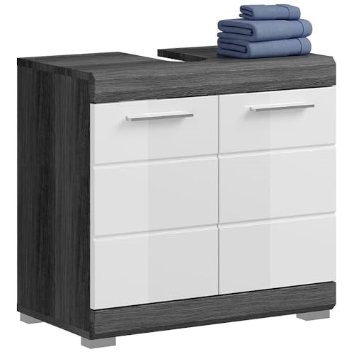 Lomadox Waschbeckenunterschrank Waschtischunterschrank Badezimmerschrank Schrank Gäste WC modern in Hochglanz weiß mit grau Lomadox Waschbeckenunterschrank Waschtischunterschrank Badezimmerschrank Schrank Gäste WC modern in Hochglanz weiß mit grau von Lomadox