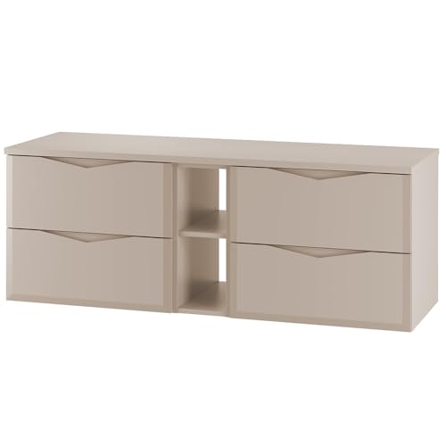 Lomadox Waschbeckenunterschrank Waschtischunterschrank Badezimmerschrank inkl. Waschtischplatte 140 cm breit modern in Kaschmir von Lomadox