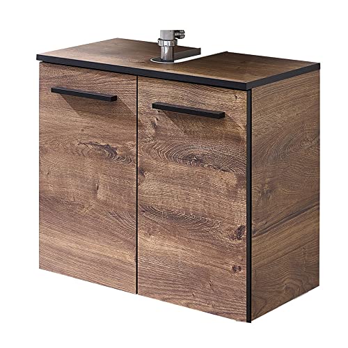 Lomadox Waschbeckenunterschrank in Eiche Ribbeck quer Nb. mit schwarzen Kanten, B/H/T: ca. 60/53/33 cm Lomadox Waschbeckenunterschrank in Eiche Ribbeck quer Nb. mit schwarzen Kanten, B/H/T: ca. 60/53/33 cm von Lomadox