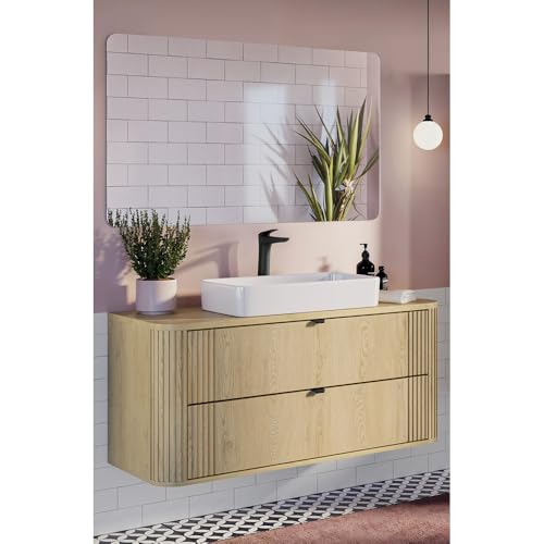 Lomadox Waschplatz-Set 2-teilig in Eiche, gerillt mit Waschtisch 120 cm mit Keramik Aufsatzwaschbecken, Spiegel, Softclose, Metallgriffe, abgerundete Kanten Lomadox Waschplatz-Set 2-teilig in Eiche, gerillt mit Waschtisch 120 cm mit Keramik Aufsatzwaschbecken, Spiegel, Softclose, Metallgriffe, abgerundete Kanten von Lomadox