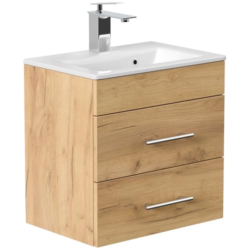 Lomadox Waschtisch 50 cm Eiche mit Keramik Waschbecken, schmale Ausführung, Badezimmer Gästebad Bad Einzelwaschtisch Waschbeckenschrank platzsparend Schubladen Holzdekor Lomadox Waschtisch 50 cm Eiche mit Keramik Waschbecken, schmale Ausführung, Badezimmer Gästebad Bad Einzelwaschtisch Waschbeckenschrank platzsparend Schubladen Holzdekor von Lomadox