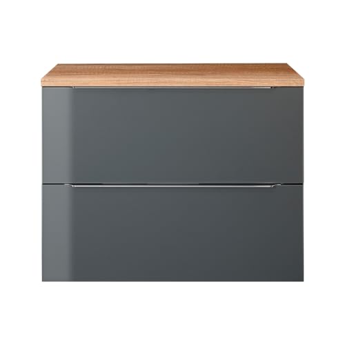 Lomadox Waschtisch 80cm in grau Hochglanz mit Eiche Nb., mit 2 Softclose-Schubladen und Utensilien-Einsatz Lomadox Waschtisch 80cm in grau Hochglanz mit Eiche Nb., mit 2 Softclose-Schubladen und Utensilien-Einsatz von Lomadox