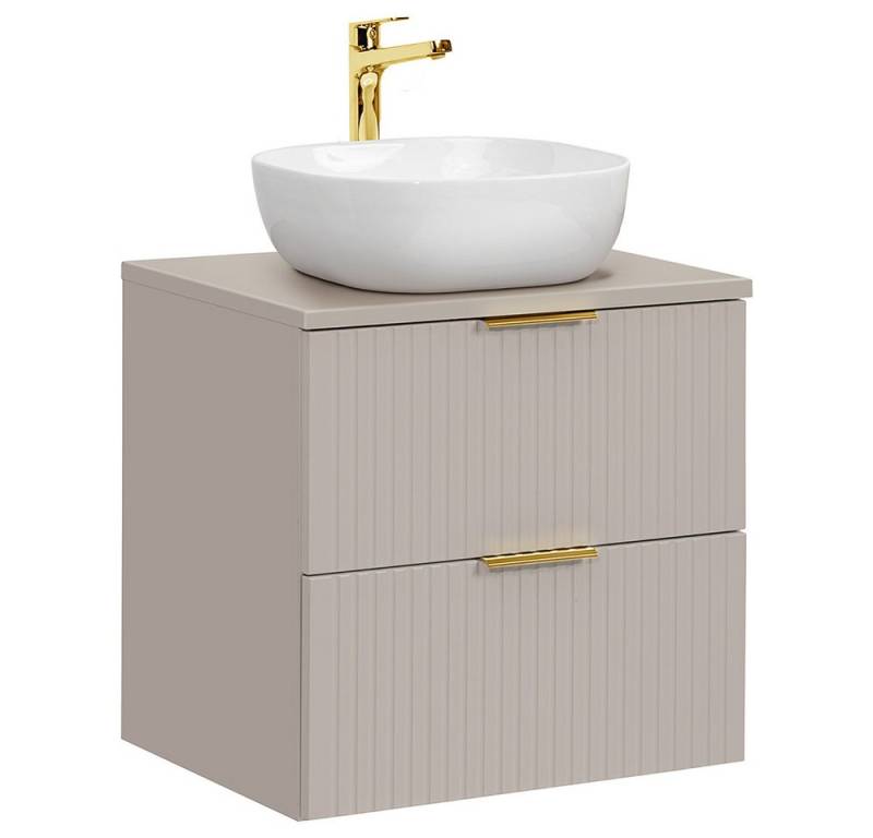 Lomadox Waschtisch ADELAIDE-56-CASHMERE, 60cm mit Keramik-Aufsatzbecken, kaschmir mit gerillter Front Lomadox Waschtisch ADELAIDE-56-CASHMERE, 60cm mit Keramik-Aufsatzbecken, kaschmir mit gerillter Front von Lomadox