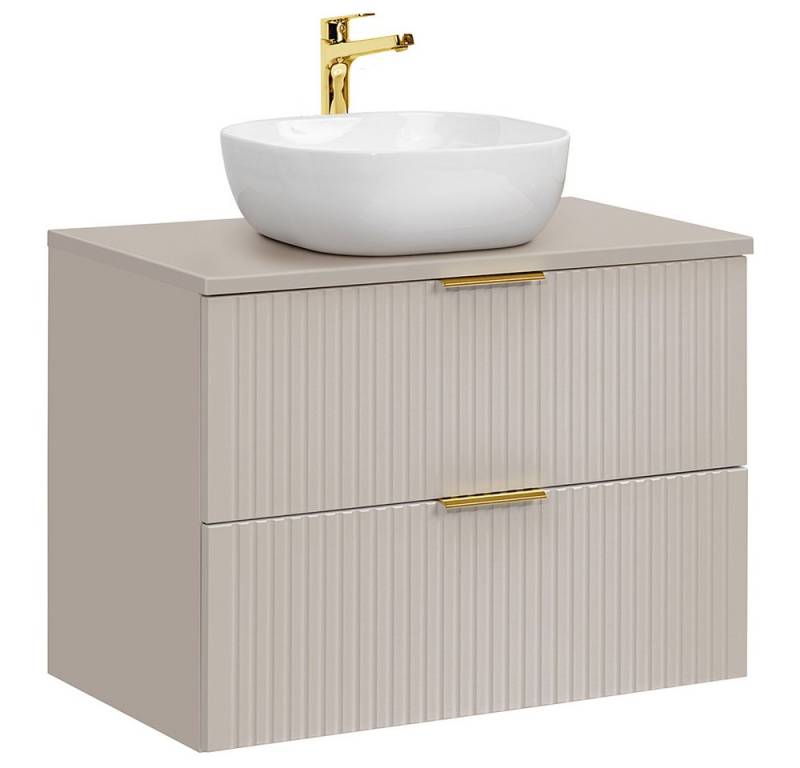 Lomadox Waschtisch ADELAIDE-56-CASHMERE, 80cm mit Keramik-Aufsatzbecken, kaschmir mit gerillter Front Lomadox Waschtisch ADELAIDE-56-CASHMERE, 80cm mit Keramik-Aufsatzbecken, kaschmir mit gerillter Front von Lomadox