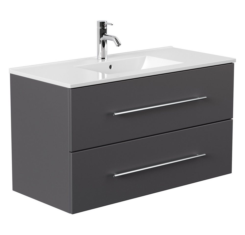 Lomadox Waschtisch HELLA-02, anthrazit seidenglanz mit Unterschrank und Waschbecken 100/54/46cm Lomadox Waschtisch HELLA-02, anthrazit seidenglanz mit Unterschrank und Waschbecken 100/54/46cm von Lomadox