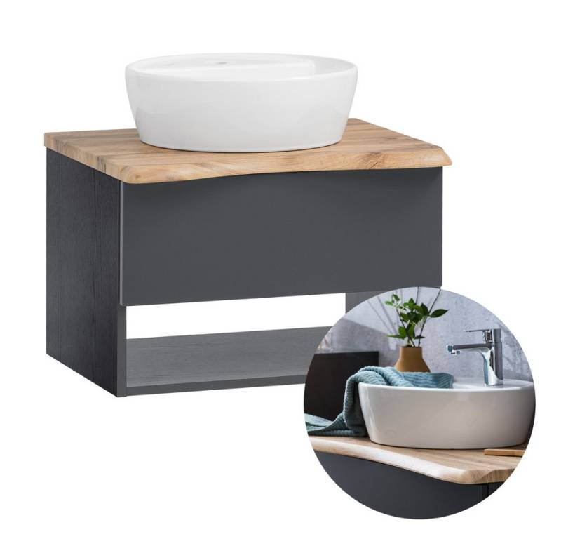 Lomadox Waschtisch KAHLA-03, graphit Abdeckplatte Eiche und Front anthrazit matt 61/54,5/52 cm Lomadox Waschtisch KAHLA-03, graphit Abdeckplatte Eiche und Front anthrazit matt 61/54,5/52 cm von Lomadox