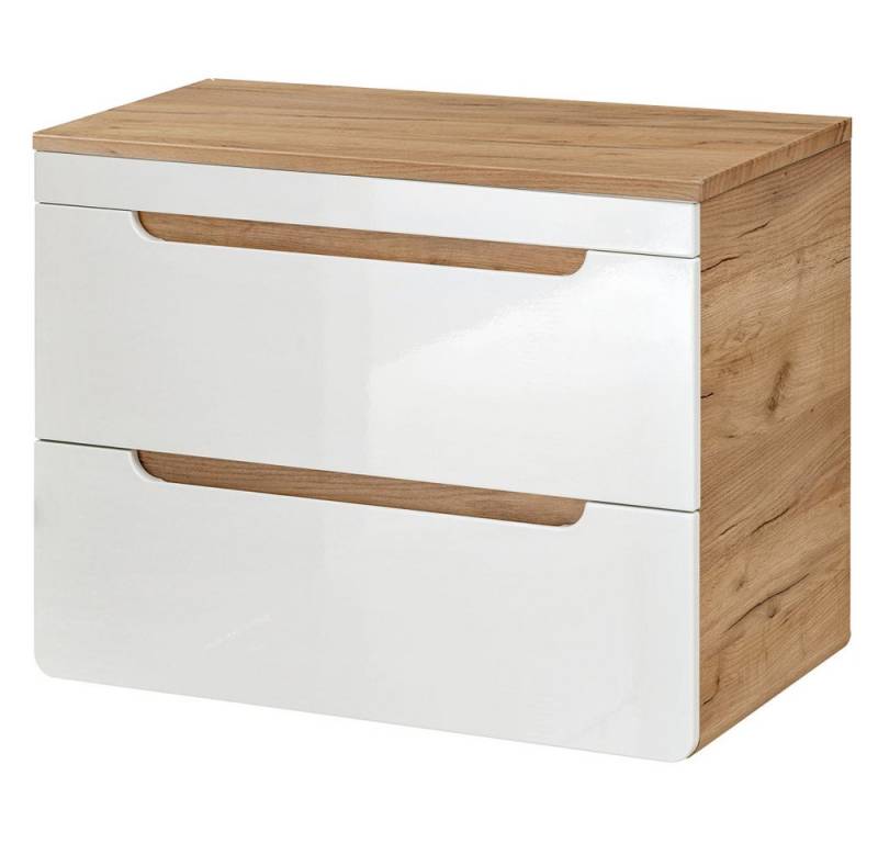 Lomadox Waschbeckenschrank LUTON-56 weiß mit Wotan Eiche Nb. 81/61,5/46 cm von Lomadox
