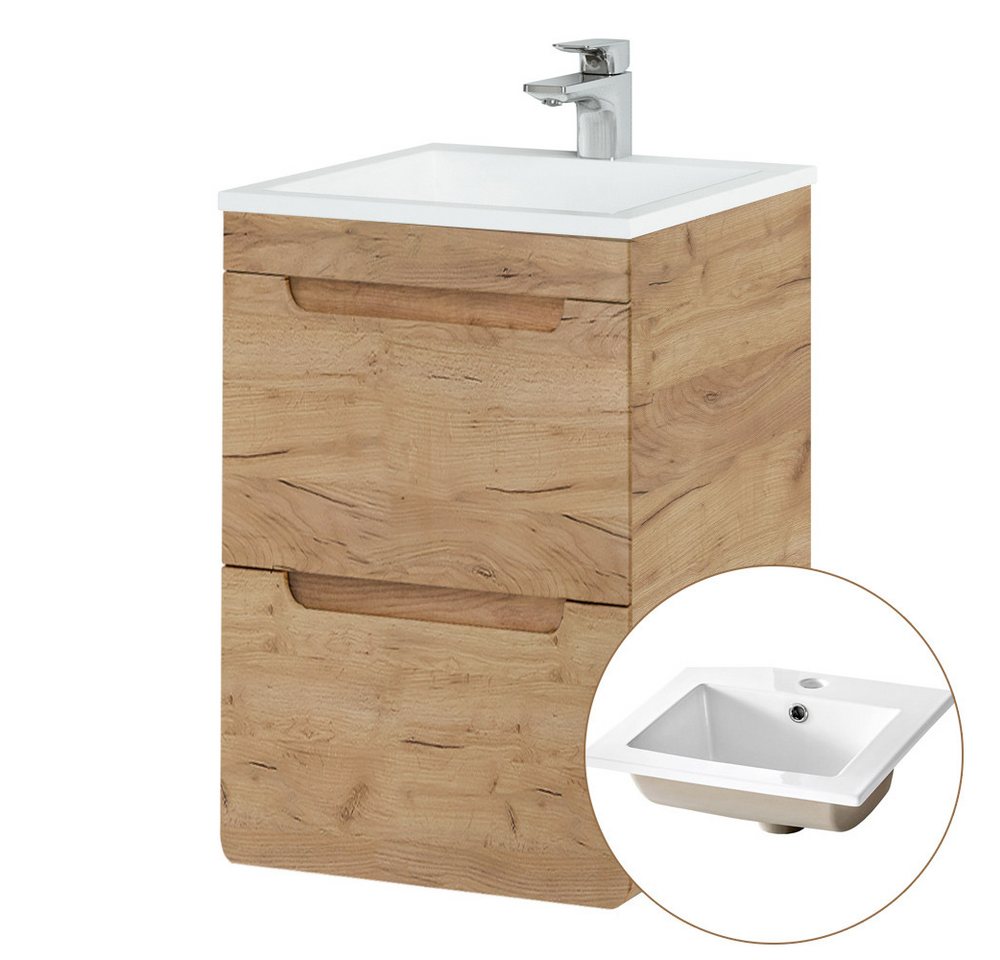 Lomadox Waschtisch LUTON-56-CRAFT, 40 cm mit Keramikbecken Wotan Eiche Nb. B/H/T ca. 42/60,5/42 cm Lomadox Waschtisch LUTON-56-CRAFT, 40 cm mit Keramikbecken Wotan Eiche Nb. B/H/T ca. 42/60,5/42 cm von Lomadox