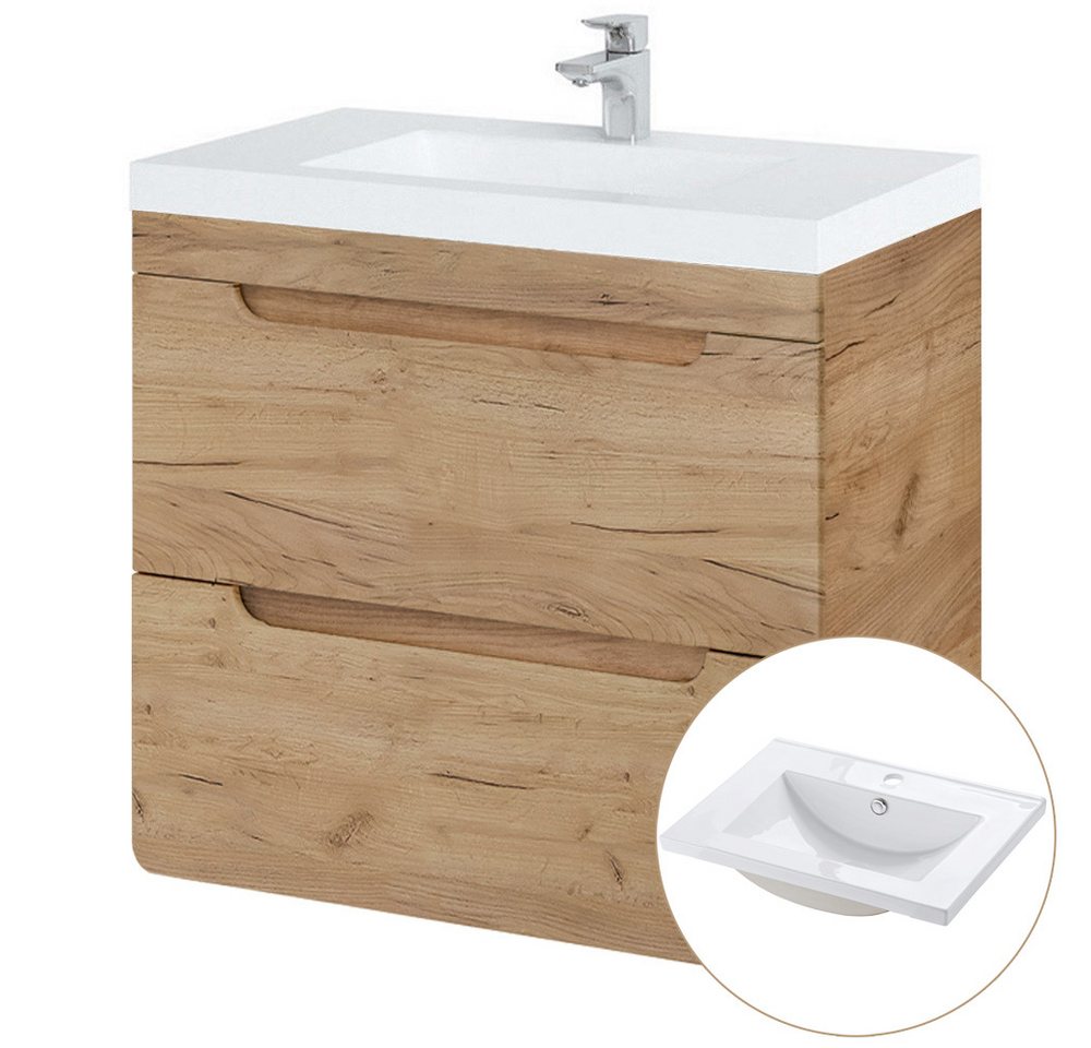 Lomadox Waschtisch LUTON-56-CRAFT, 61 cm Wotan Eiche Nb. Keramikwaschbecken B/H/T ca. 61/63/46 cm Lomadox Waschtisch LUTON-56-CRAFT, 61 cm Wotan Eiche Nb. Keramikwaschbecken B/H/T ca. 61/63/46 cm von Lomadox