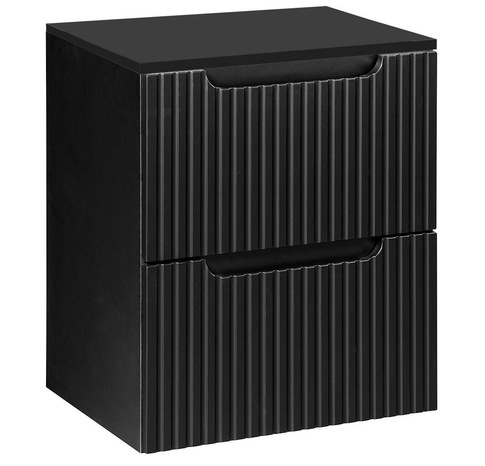 Lomadox Waschtisch NEWPORT-56-BLACK, 50 cm Waschbeckenschrank 40 cm tief Badmöbel Set schwarz 2 Auszüge von Lomadox