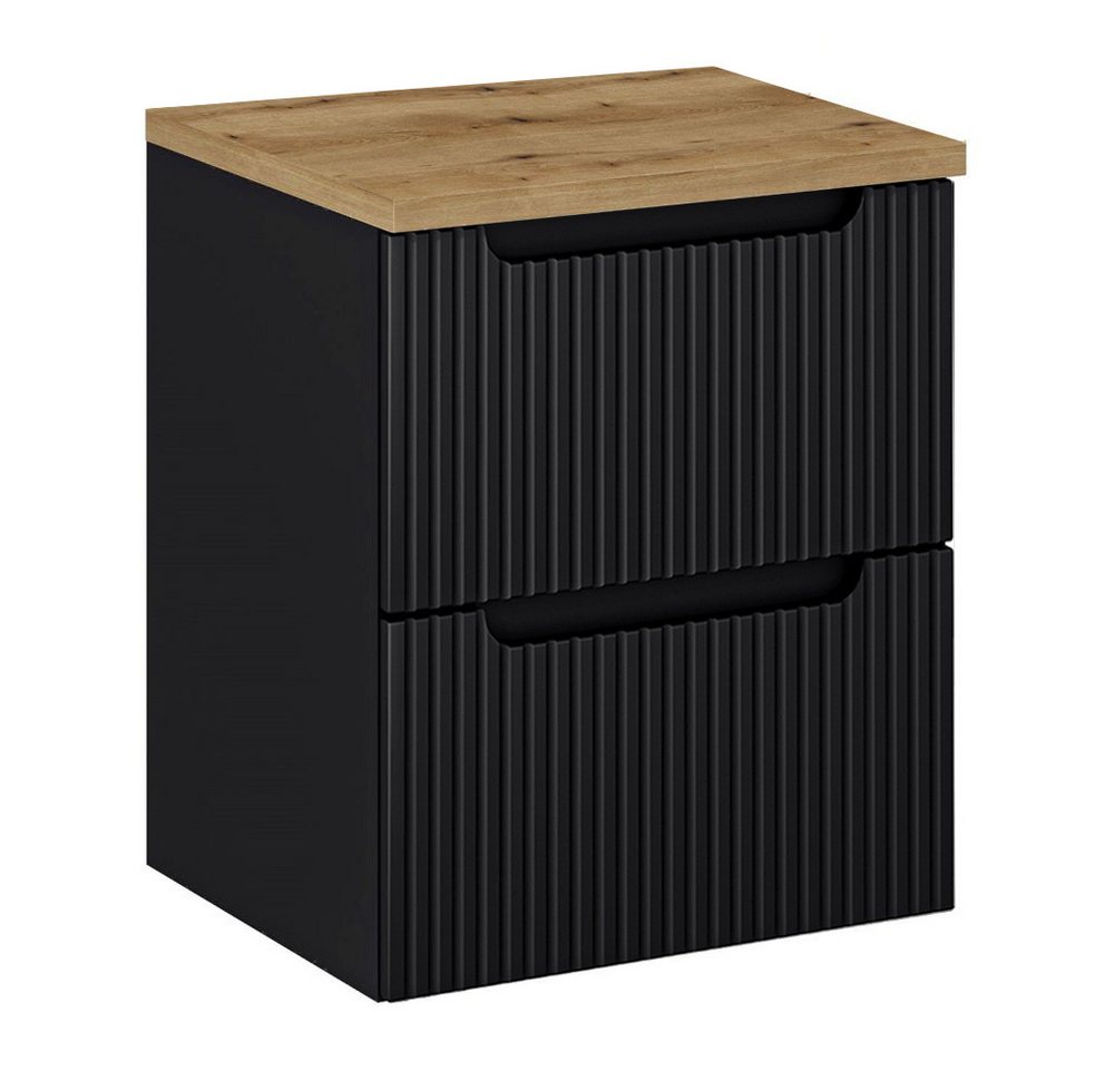 Lomadox Waschbeckenschrank NEWPORT-56-BLACK 50cm Waschtisch-Unterschrank 40cm tief Badezimmerschrank schwarz Eiche von Lomadox