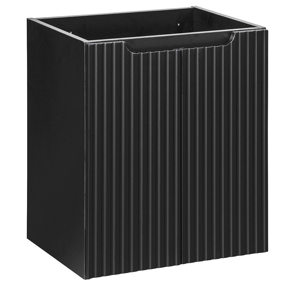 Lomadox Waschtisch NEWPORT-56-BLACK, 50cm Waschbeckenschrank in schwarz gerillte grifflos von Lomadox