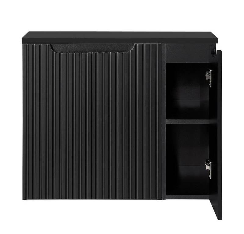 Lomadox Waschbeckenschrank NEWPORT-56-BLACK 80 cm Waschtisch-Unterschrank schwarz 40 cm tief Badschrank 3 Türen von Lomadox
