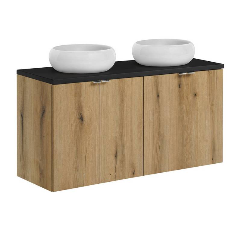 Lomadox Waschtisch NEWPORT-56-OAK, Unterschrank mit Aufsatzwaschbecken, Eiche und schwarz, 100cm von Lomadox
