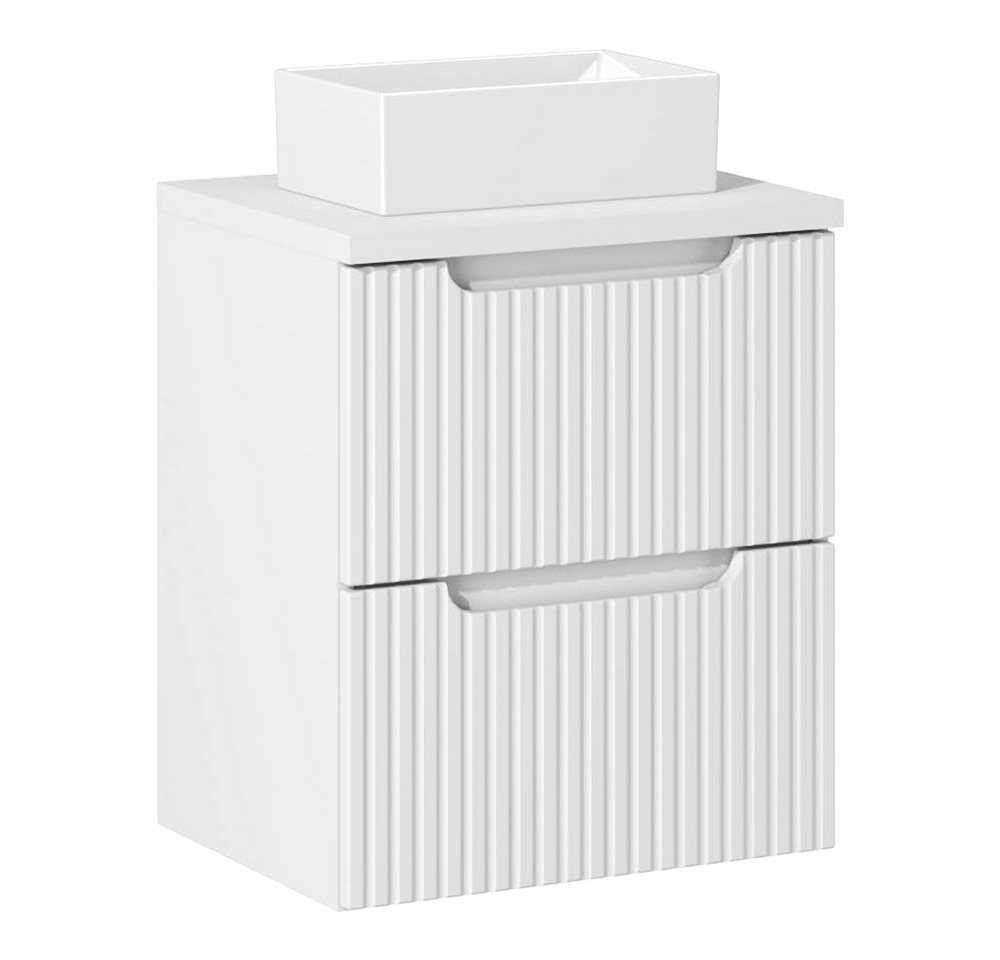 Lomadox Waschtisch NEWPORT-56-WHITE, 50cm breit mit Aufsatzwaschbecken, weiß mit gerillter Front Lomadox Waschtisch NEWPORT-56-WHITE, 50cm breit mit Aufsatzwaschbecken, weiß mit gerillter Front von Lomadox
