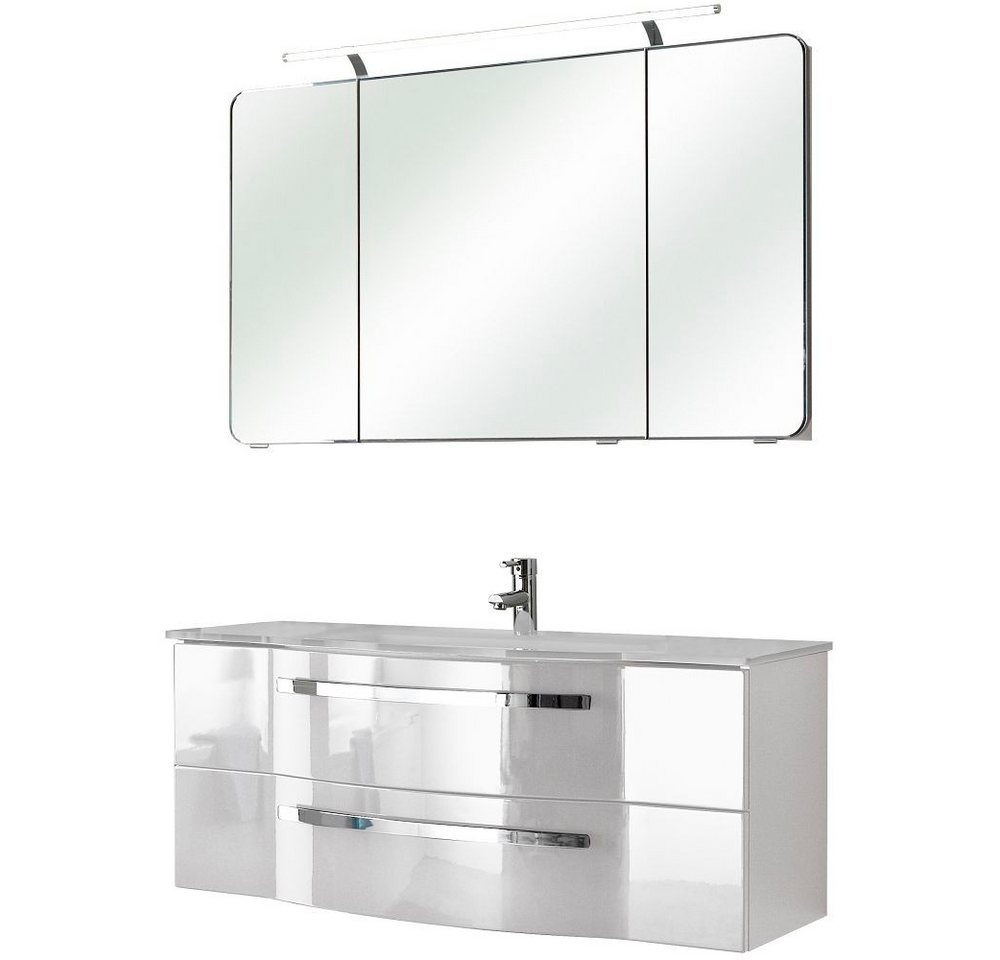 Lomadox Waschtisch-Set FES-4005-66, (Spar-Set, 0-St), weiß Spiegelschrank mit LED - 120/200/49,1cm von Lomadox
