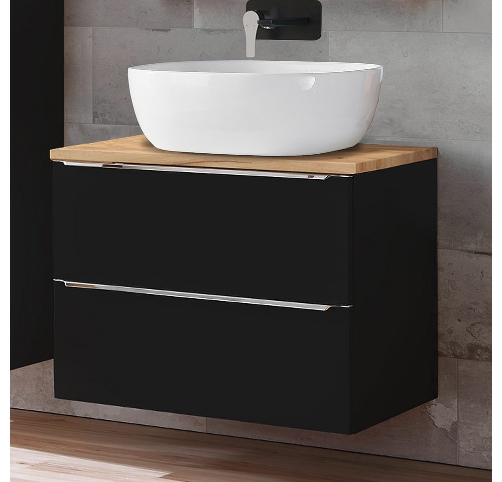 Lomadox Waschtisch TOSKANA-BLACK-56, 50cm Keramik-Aufsatzwaschbecken anthrazit & Eiche 60/94/48cm Lomadox Waschtisch TOSKANA-BLACK-56, 50cm Keramik-Aufsatzwaschbecken anthrazit & Eiche 60/94/48cm von Lomadox