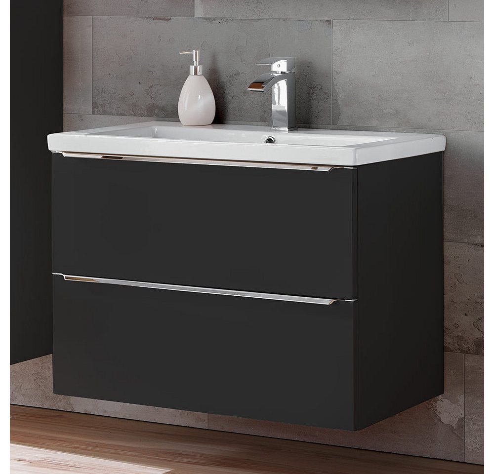 Lomadox Waschtisch TOSKANA-BLACK-56, Badezimmermöbel Set mit 80cm Keramik- seidenmatt anthrazit 81/61/46cm Lomadox Waschtisch TOSKANA-BLACK-56, Badezimmermöbel Set mit 80cm Keramik- seidenmatt anthrazit 81/61/46cm von Lomadox