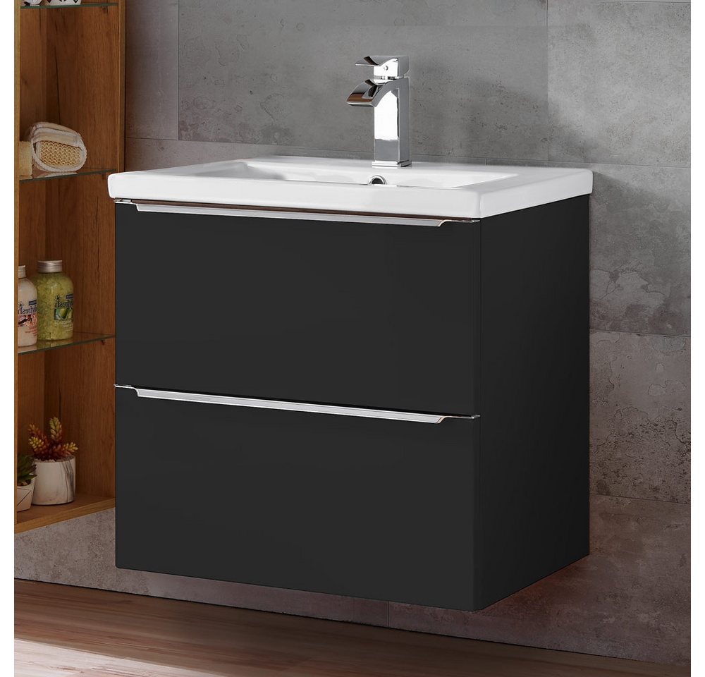 Lomadox Waschtisch TOSKANA-BLACK-56, Badezimmermöbel Set mit 60cm Keramik- seidenmatt anthrazit 61/61/46cm Lomadox Waschtisch TOSKANA-BLACK-56, Badezimmermöbel Set mit 60cm Keramik- seidenmatt anthrazit 61/61/46cm von Lomadox