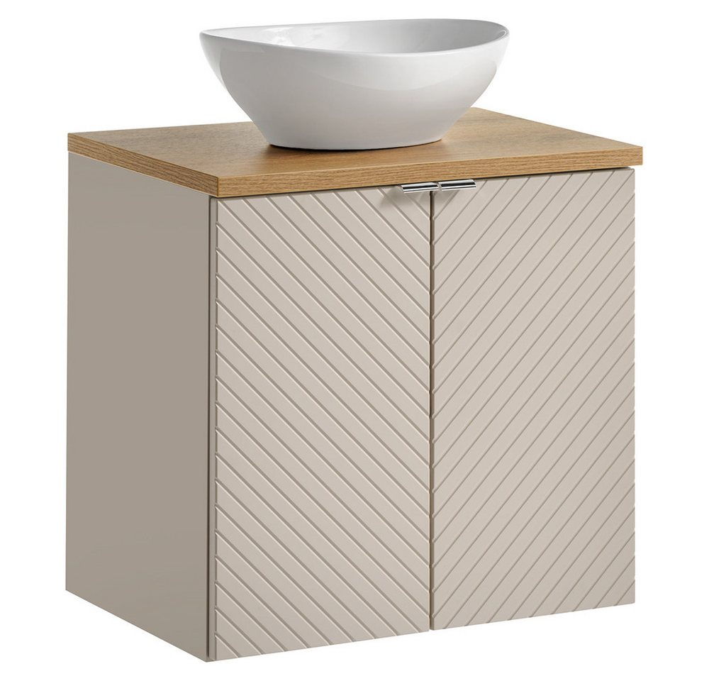 Lomadox Waschtisch VERACRUZ-56, 60cm breit mit Aufsatzwaschbecken, kaschmir mit Eiche, gerillte Front Lomadox Waschtisch VERACRUZ-56, 60cm breit mit Aufsatzwaschbecken, kaschmir mit Eiche, gerillte Front von Lomadox