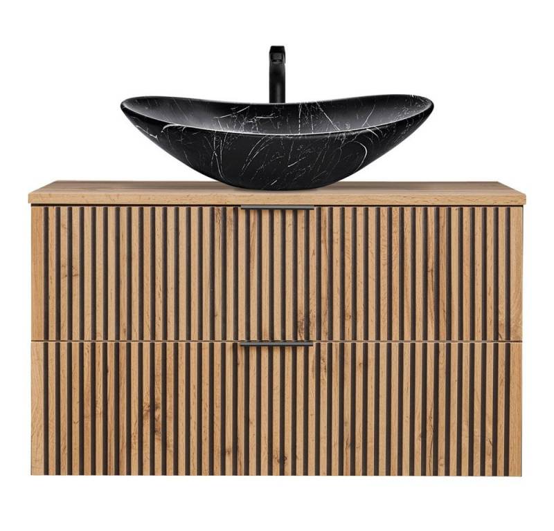 Lomadox Waschtisch XANTEN-56, 100 cm mit Aufsatzwaschbecken anthrazit Eiche Nb. schwarz gerillt Lomadox Waschtisch XANTEN-56, 100 cm mit Aufsatzwaschbecken anthrazit Eiche Nb. schwarz gerillt von Lomadox