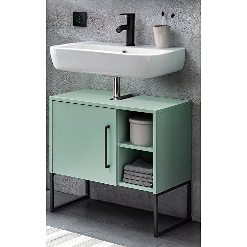 Lomadox Waschtischunterschrank Badezimmer in Mintgrün mit Kufengestell, B/H/T: 60,4/59,5/33 cm von Lomadox