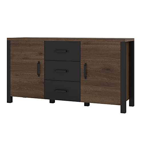 Lomadox Wohn-/Esszimmer Sideboard in Okapi Walnuss Nb. mit schwarz supermatt, B/H/T ca. 147/79/43 cm von Lomadox