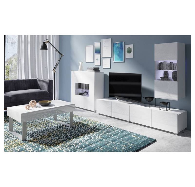 Lomadox Wohnwand CAIRNS-132, (Mega-Spar-Set, 5-St., 5-tlg), in weiß Hochglanz mit Couchtisch, Modern, grifflos von Lomadox