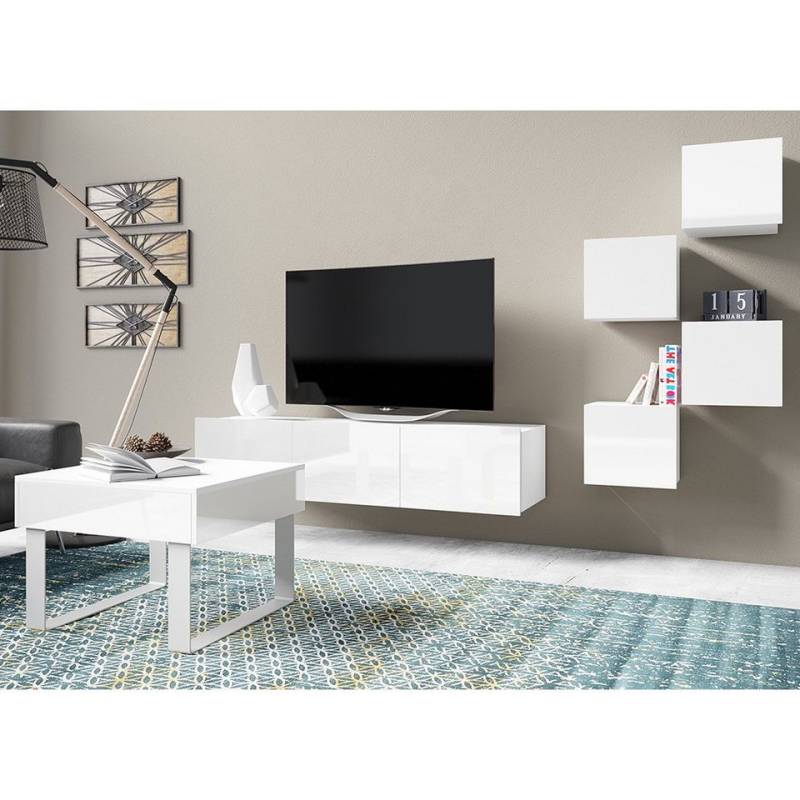 Lomadox Wohnwand CAIRNS-132, (Mega-Spar-Set, 6-St., 6-tlg), in weiß Hochglanz mit Couchtisch, Modern, grifflos von Lomadox