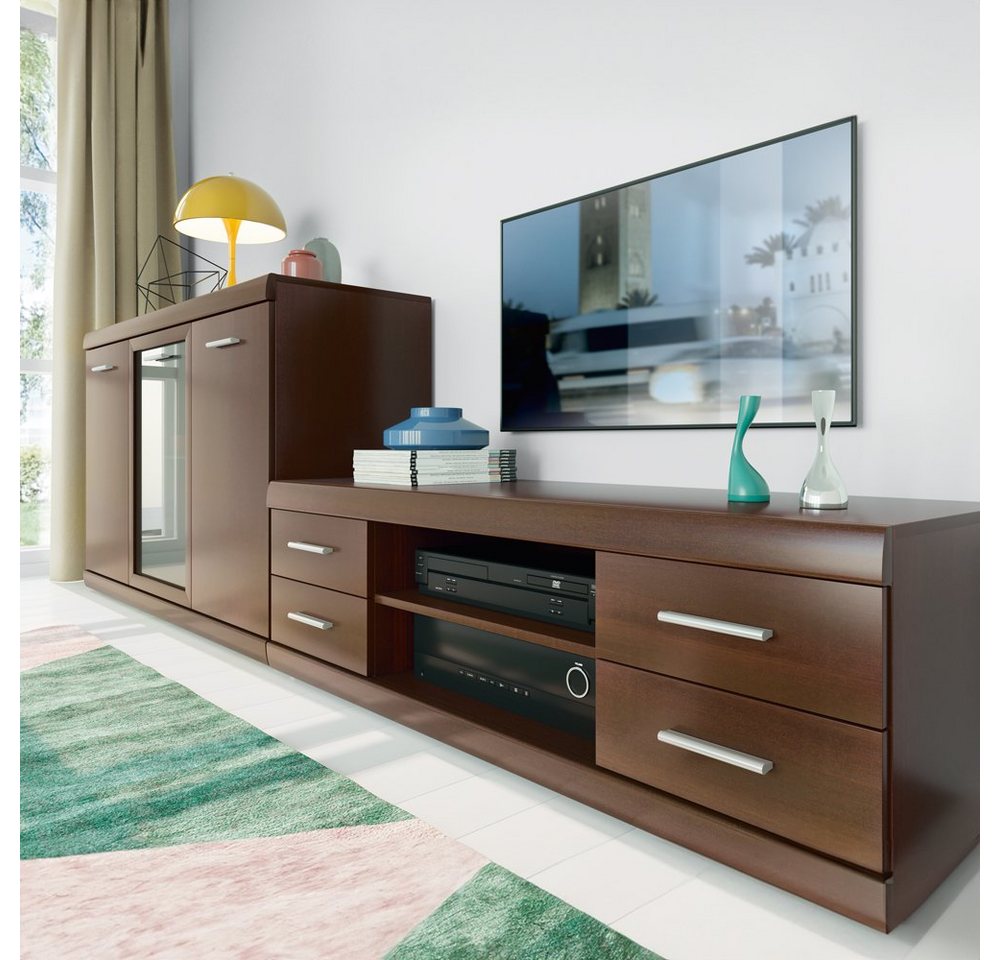 Lomadox Wohnwand IMPERIA-129, (2-St), Lowboard und Sideboard Wohnzimmer Möbel Set Nussbaum von Lomadox
