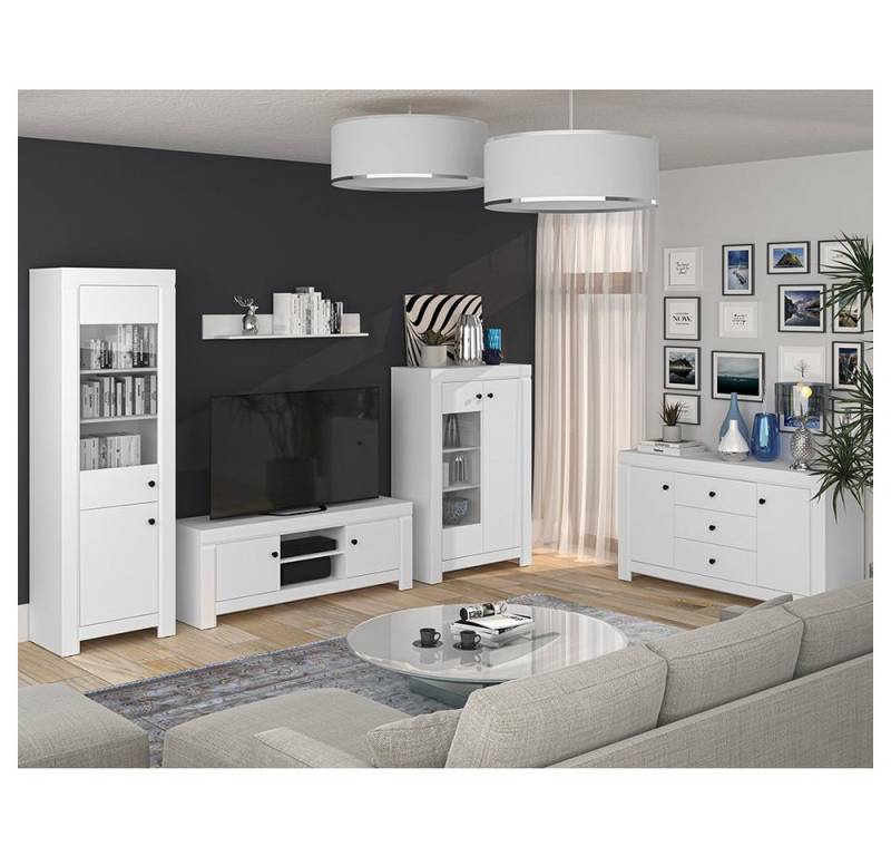 Lomadox Wohnzimmer-Set LANA-131, (Mega-Spar-Set, 5-St., 5-tlg), Wohnzimmer Möbel Komplett Set mit Sideboard in weiß von Lomadox