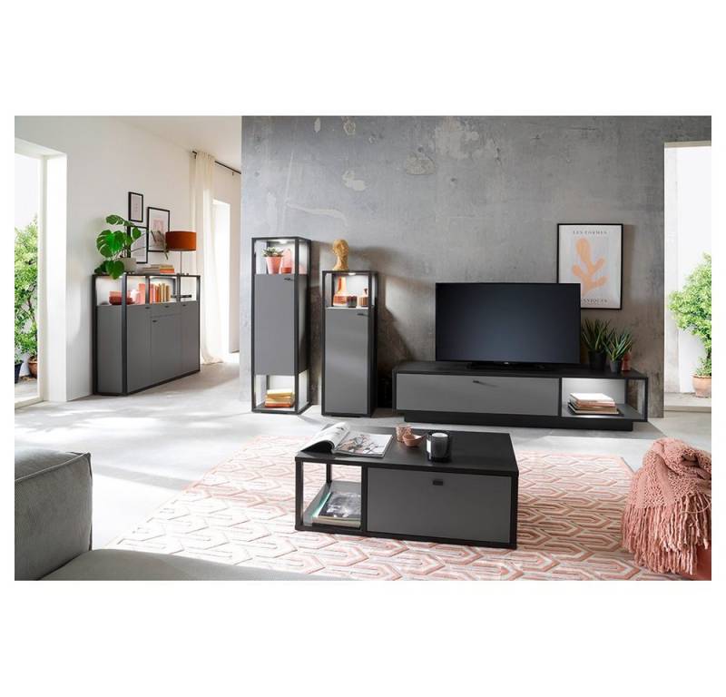 Lomadox Wohnzimmer-Set LAVAL-05, (Mega-Spar-Set, 5-St., 5-tlg), Wohnwand mit Couchtisch, grau mit anthrazit von Lomadox