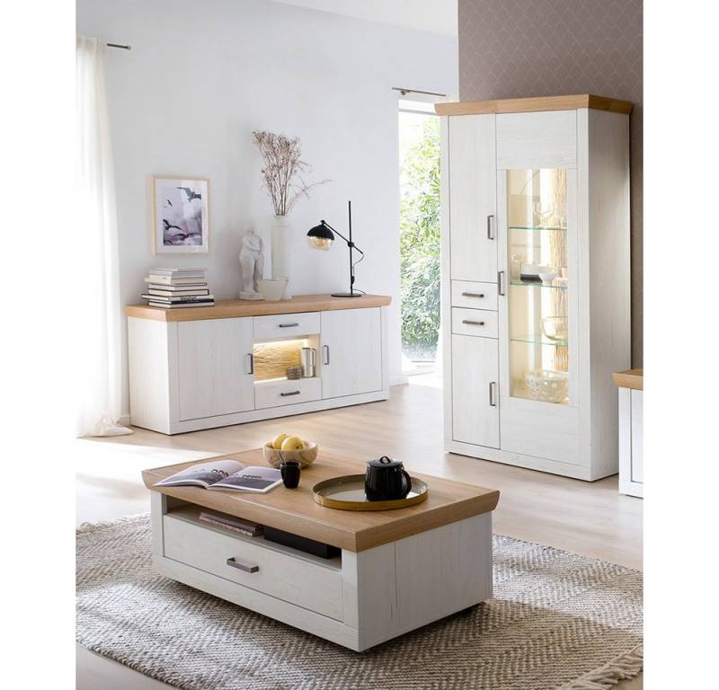 Lomadox Wohnzimmer-Set MARINGA-05, (Mega-Spar-Set, 3-St., 3-tlg), in grau mit anthrazit mit Beleuchtung von Lomadox