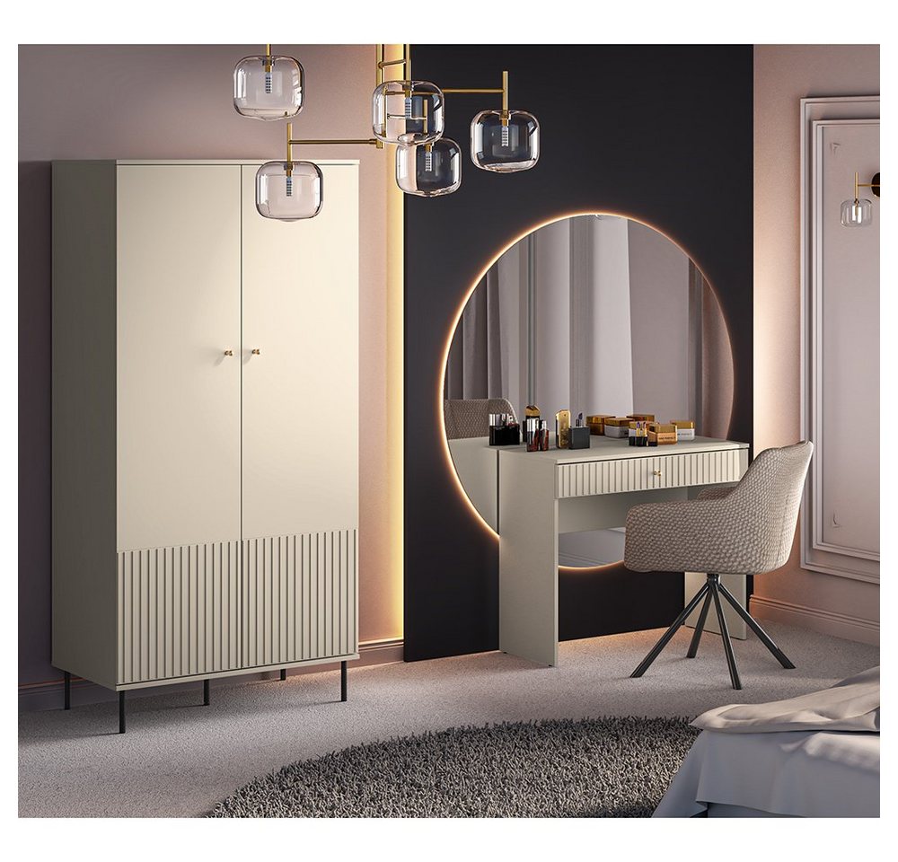 Lomadox Wohnzimmer-Set SALOU-131, (Mega-Spar-Set, 2-St., 2-tlg), in kaschmir matt, mit Kleiderstange und Türen mit Softclose-Funktion von Lomadox