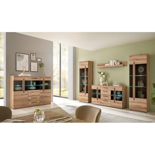 Lomadox Wohnwand Wohnzimmer-Set 5-teilig mit 2 Vitrinen, Sideboard & Highboard in Eiche inkl. LED Beleuchtung Lomadox Wohnwand Wohnzimmer-Set 5-teilig mit 2 Vitrinen, Sideboard & Highboard in Eiche inkl. LED Beleuchtung von Lomadox