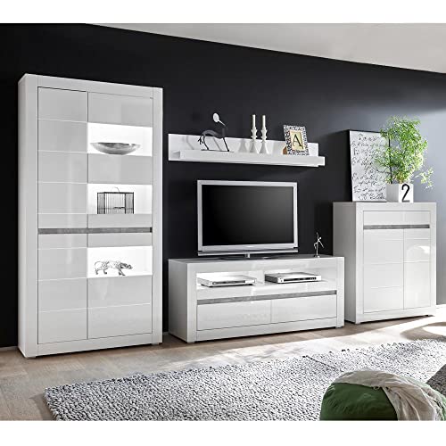 Lomadox Wohnwand im Ultra modernen Design in Weiss Hochglanz mit LED Lomadox Wohnwand im Ultra modernen Design in Weiss Hochglanz mit LED von Lomadox
