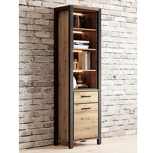 Lomadox Wohnzimmer Bücherregal in Taurus Eiche Nb. mit LED Beleuchtung, B/H/T: ca. 55/200/41 cm von Lomadox