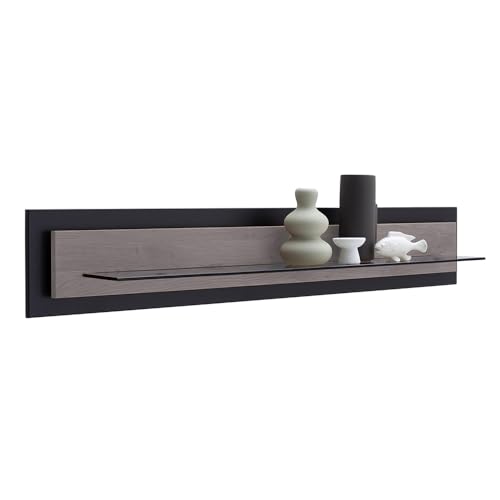 Lomadox Wohnzimmer Esszimmer Regal Wandboard Wandregal in schwarz mit Eiche von Lomadox