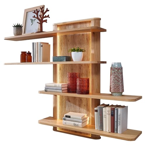 Lomadox Wohnzimmer Hängeregal Wandboard mit 160 cm Breite in Eiche massiv geölt, inkl. LED-Beleuchtung, mit 4 Ablageböden, Massivholz/Echtholz, Softclose, grifflos Lomadox Wohnzimmer Hängeregal Wandboard mit 160 cm Breite in Eiche massiv geölt, inkl. LED-Beleuchtung, mit 4 Ablageböden, Massivholz/Echtholz, Softclose, grifflos von Lomadox