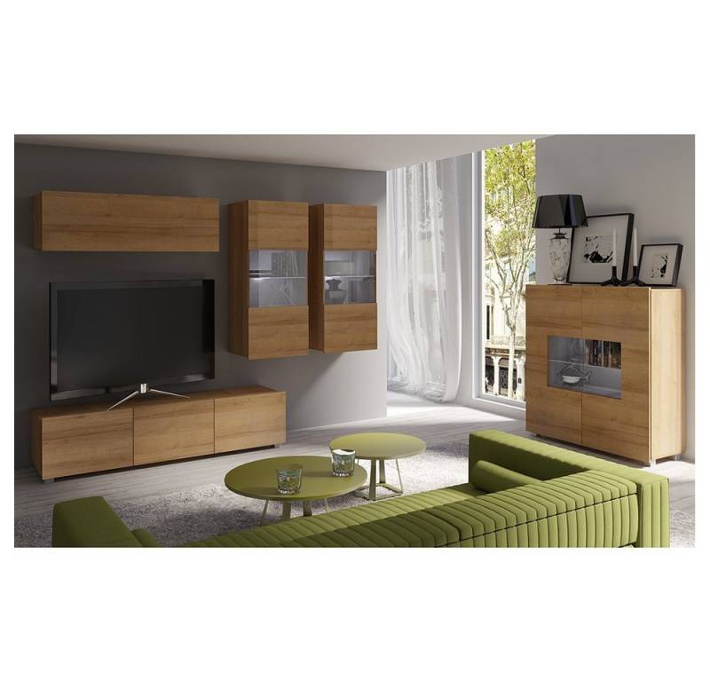 Lomadox Wohnzimmer-Set CAIRNS-132, (Mega-Spar-Set, 5-St., 5-tlg), in Eiche Nb., Modern, grifflos von Lomadox