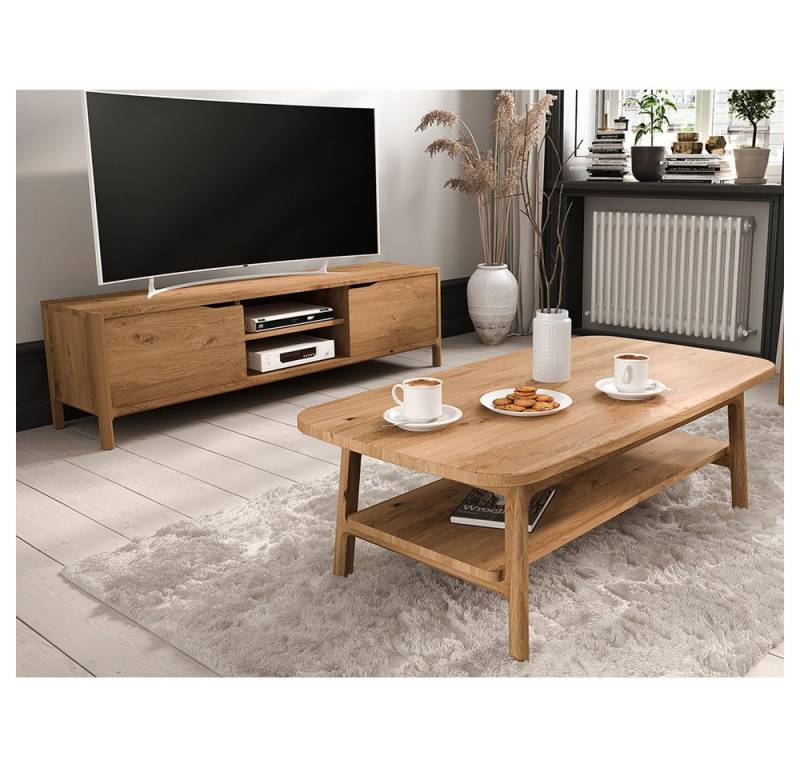Lomadox Wohnzimmer-Set THORNBURY-165, (Mega-Spar-Set, 2-St., Lowboard Couchtisch), Wohnmöbel, Wildeiche massiv geölt, montiert von Lomadox